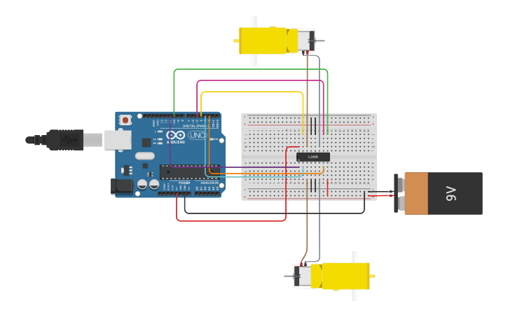 Circuit design Prática 5 - Motor DC - Tinkercad