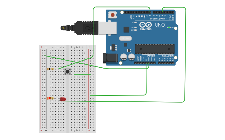 Circuit design Led con Boton - Tinkercad
