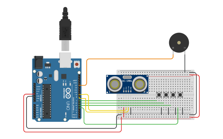 Circuit design Home Sec Sys using Push Buttons - Tinkercad