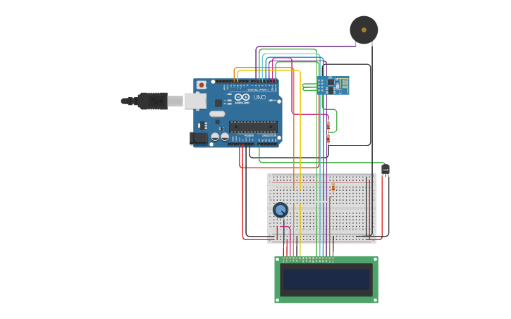 Circuit design Heat Alarm: Temp. Sensor + Piezo | Tinkercad