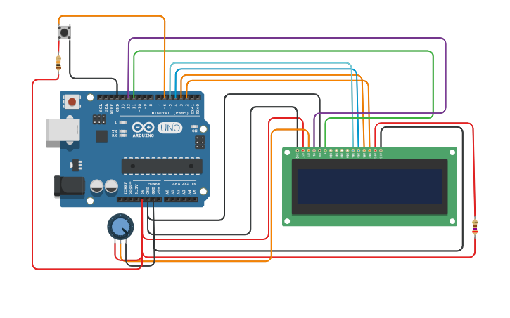 Circuit design Arduino LCD-2Q | Tinkercad