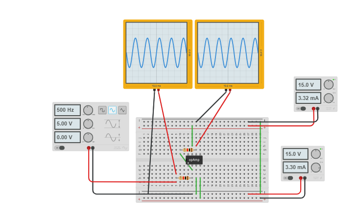 Circuit design Voltage Follower - Tinkercad