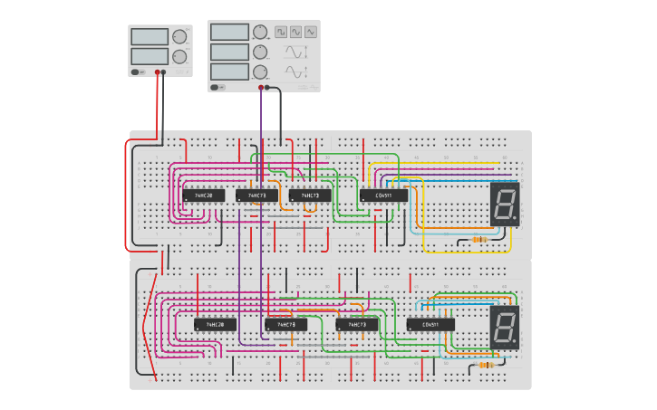 Circuit design Contador Módulo 60 | Tinkercad