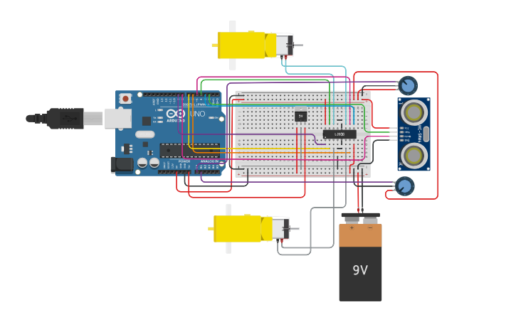 Circuit design RoboSumo - mini RoboSumo - Robot Sumo - Tinkercad