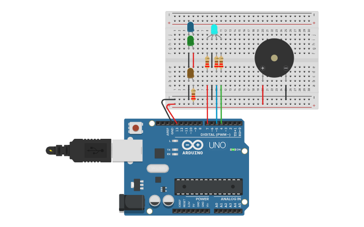 Circuit design Multiple LED control - Tinkercad
