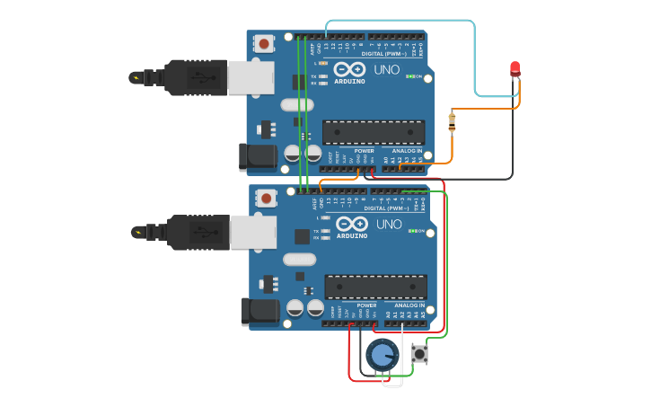 Circuit design I2C ARDUINOS | Tinkercad