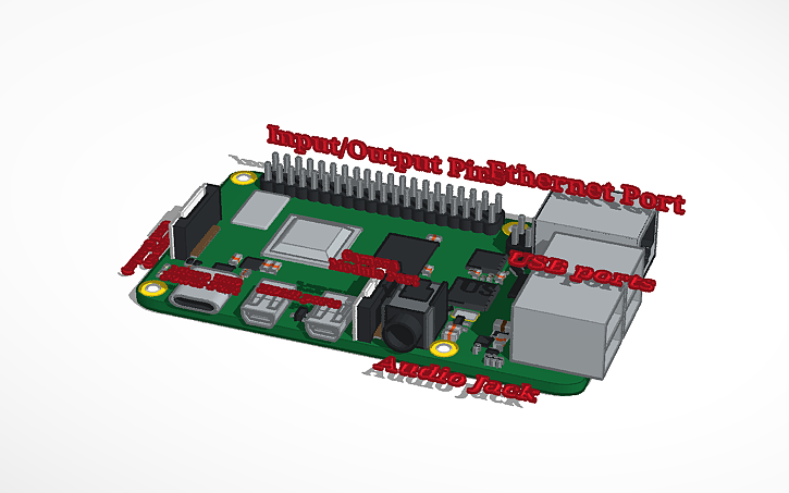 3D design Raspberry Pi Diagram With Words - Tinkercad