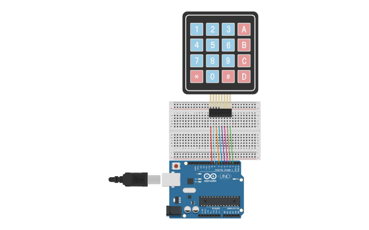 Circuit design Keypad 4X4 Arduino - SetUp | Tinkercad