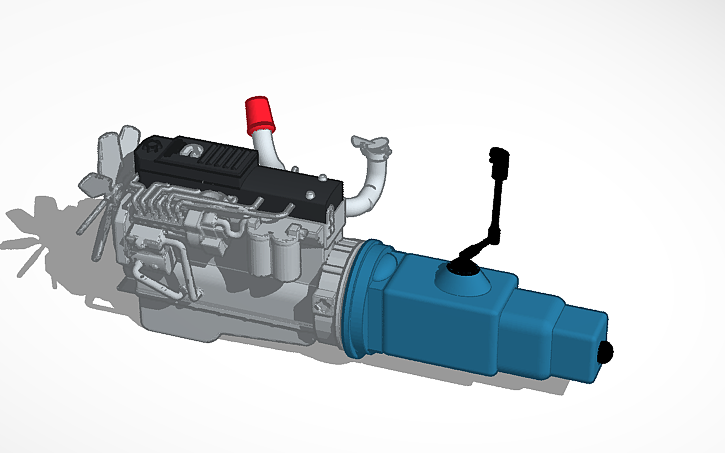 3D design 6.7L cummins with transmission - Tinkercad