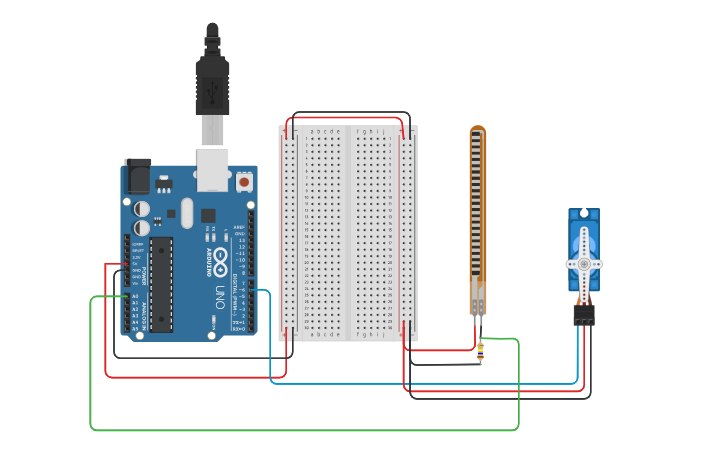 Circuit design Robotic Finger in Arduino | Tinkercad