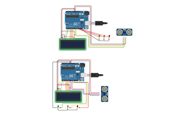 Circuit design Copy of Arduino Ultrasonic distance sensor | Tinkercad