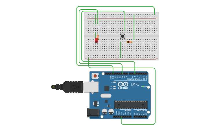 Circuit design Push Button - Tinkercad