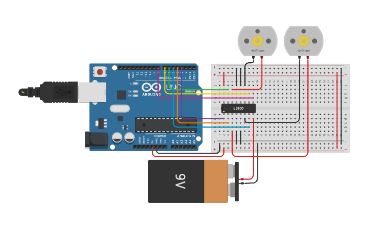 Circuit design Motor DC 2 - Tinkercad