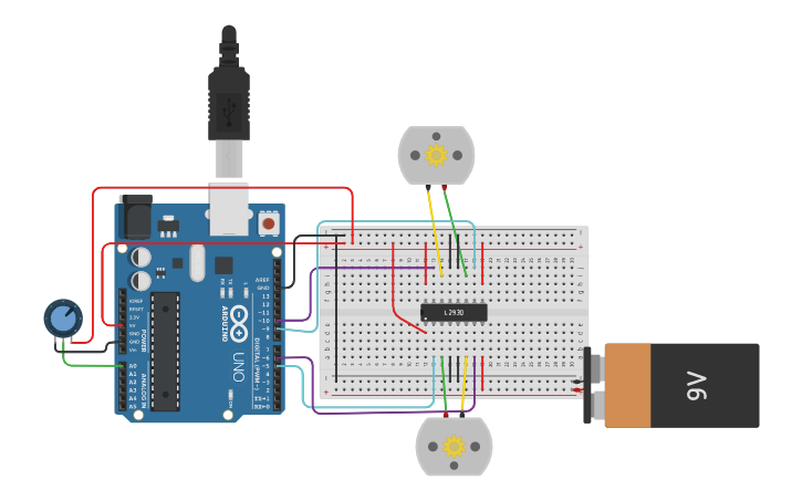 Circuit Design L293d Potentiometer Control Tinkercad