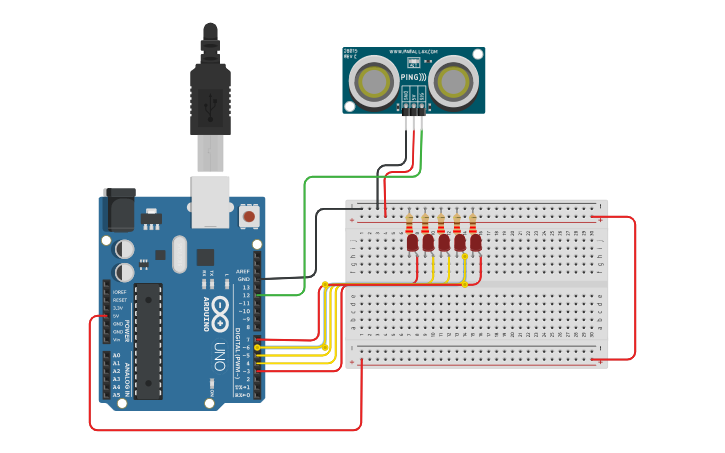 Circuit design Distance sensor | Tinkercad