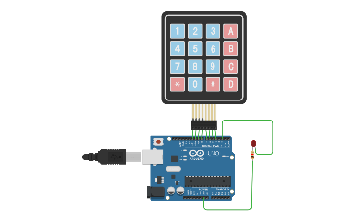 Circuit Design Teclado Matricial Tinkercad