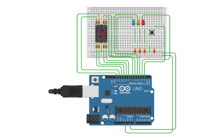 Circuit design Switch+7-Segment | Tinkercad