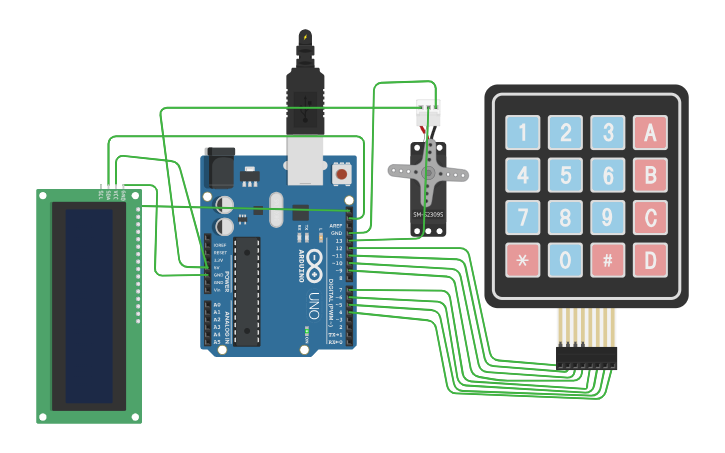 Keypad Project Design Circuit design key pad lock by ns projects - Tinkercad