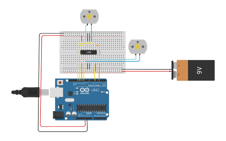 Circuit design DC motor - Tinkercad