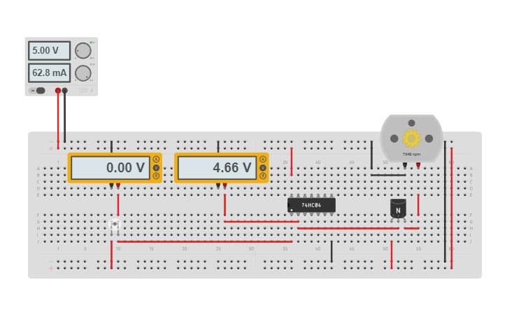 Circuit design Circuito NOT - Tinkercad