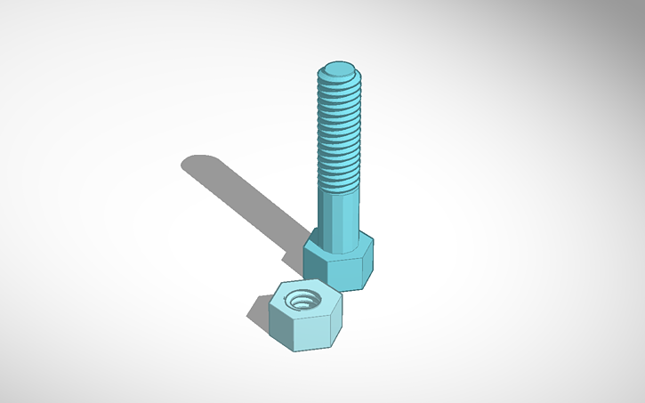 M4 X 20mm Hex Head Bolt And Nut Tinkercad
