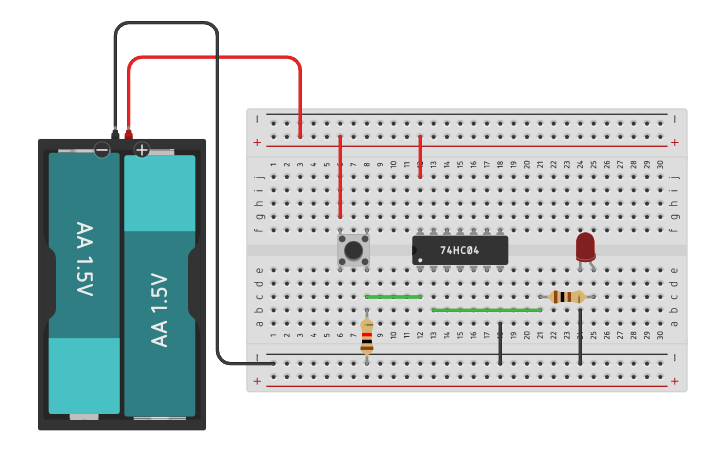 Circuit design NOT GATE - Tinkercad