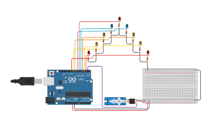 Circuit design servomotor avanzado | Tinkercad