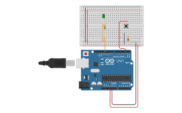 Circuit design Arduino LED Switch - Tinkercad