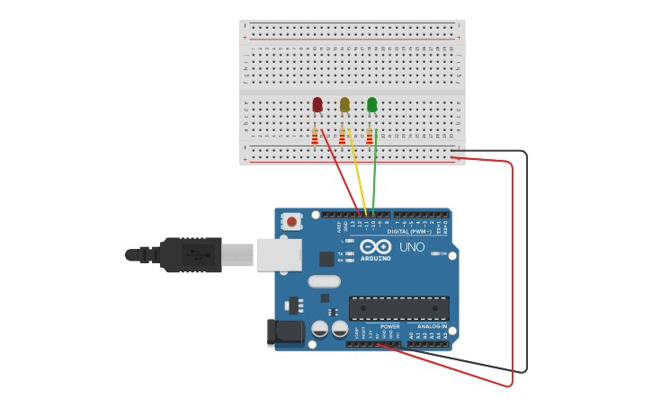 Circuit design Traffic-Light - Tinkercad