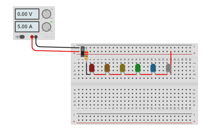 Circuit design EJERCICIO_10_CIRCUITO SERIE EN PROTOBOARD - Tinkercad