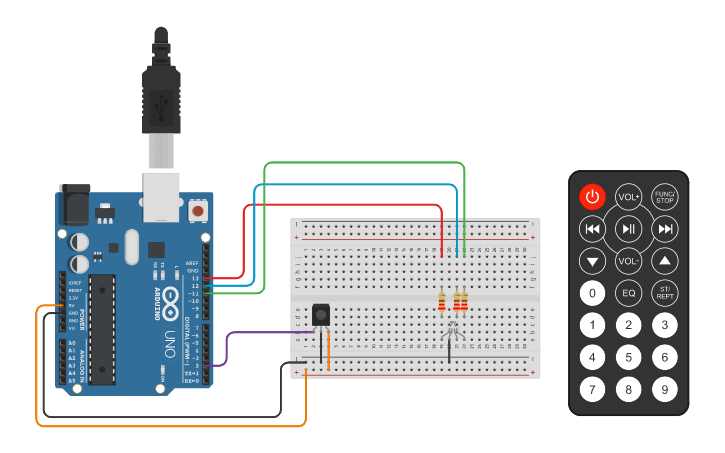 Circuit design IR Remote Sensor - Tinkercad