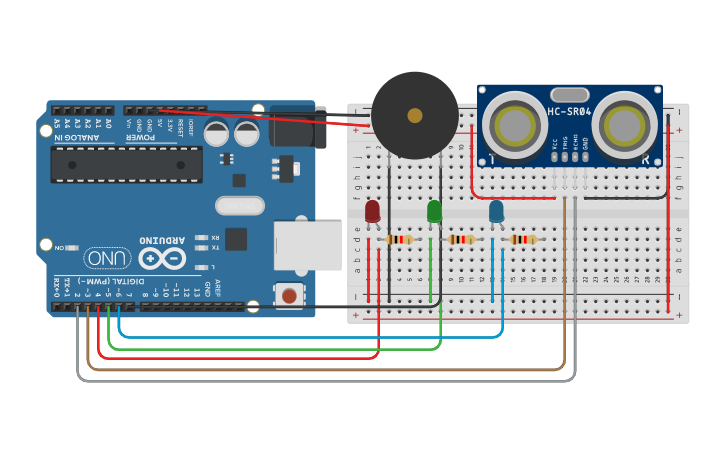 Circuit design activity01_ultrasonic sensor | Tinkercad