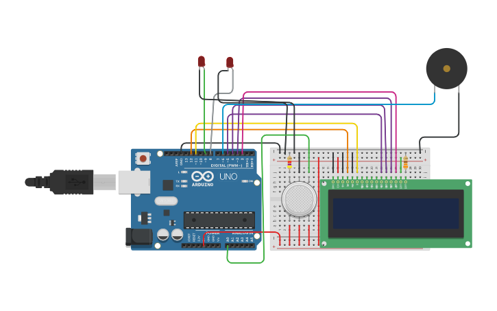 Circuit design sensor asap rokok - Tinkercad