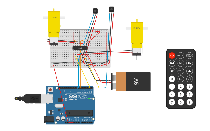 Circuit design Line follower bot - ETG | Tinkercad