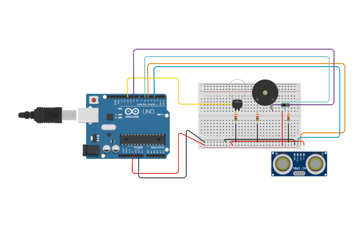 Circuit design light and alarm - Tinkercad