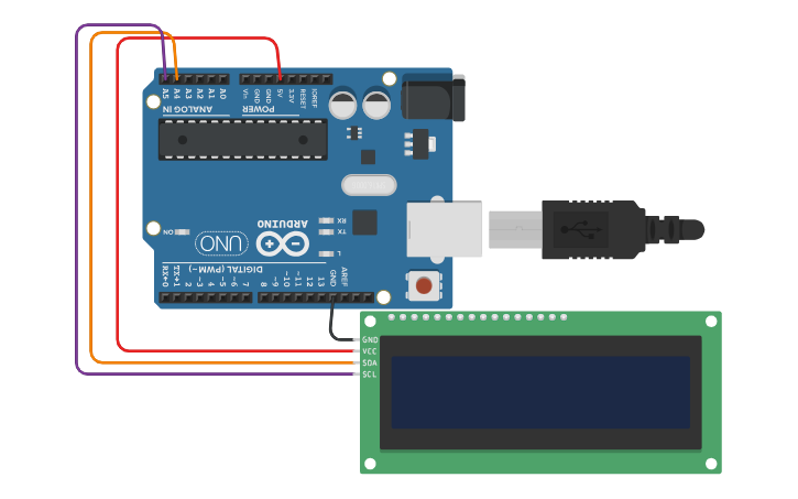 Circuit design Lcd Display with I2C Hello World! - Tinkercad