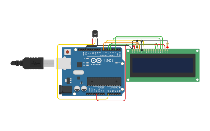 Circuit design Copy of Arduino TMP36 LCD Temperature Sensor - Tinkercad