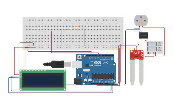 Circuit design Irrigation system - Tinkercad