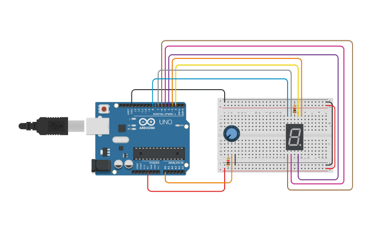Circuit design 7-segment - Tinkercad