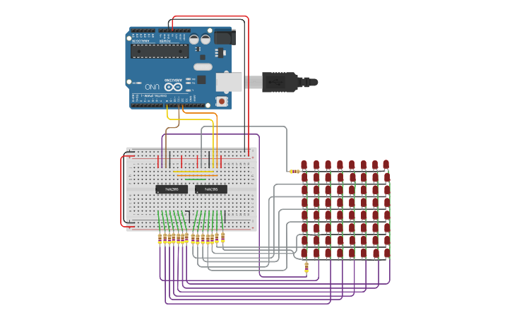 Circuit design 8x8 LED Matrix ecg v1.0 - Tinkercad