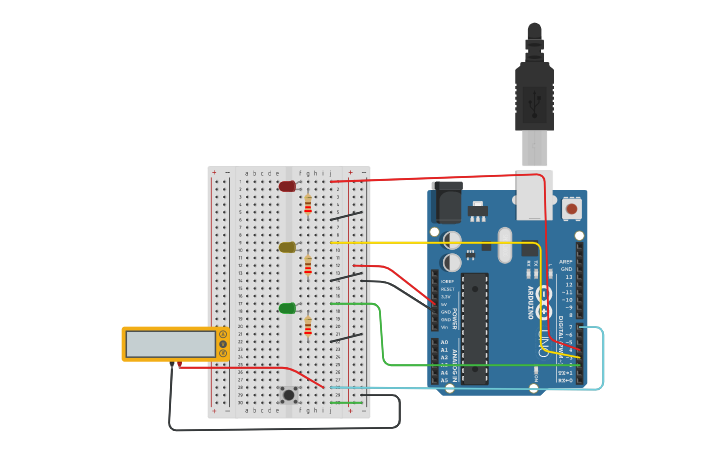 Circuit design Traffic Light | Tinkercad