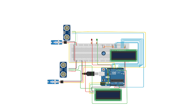 Circuit Design Parqueadero Inteligente - Tinkercad