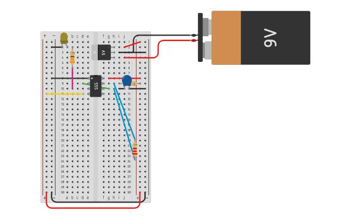 Circuit design clock pulse with 555 timer - Tinkercad