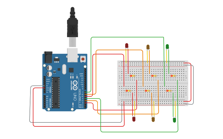Circuit design 2-Way Traffic Light | Tinkercad