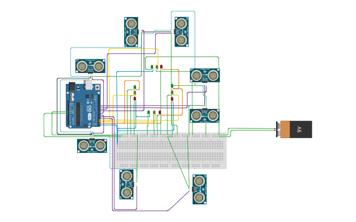 Circuit design Semaforo inteligente - Tinkercad
