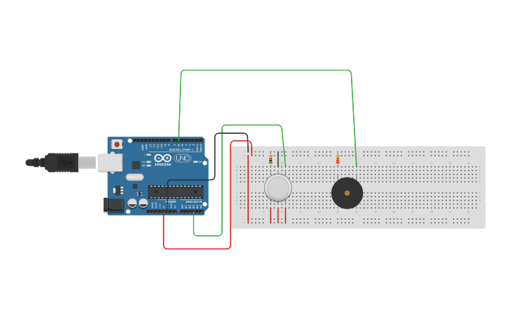 Circuit design Smoke Alarm | Tinkercad