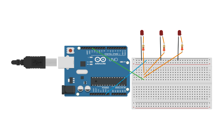 Circuit design Blinking Multiple LED's | Tinkercad
