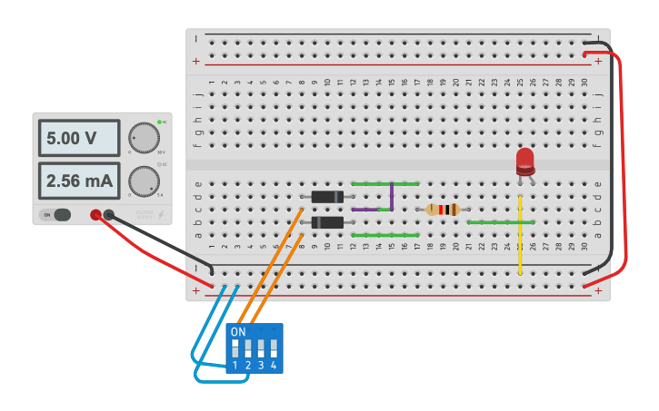 Circuit design OR Gate Using Diode and Register | Tinkercad