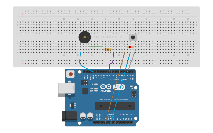 Circuit design Arduino con botón y un altavoz - Tinkercad