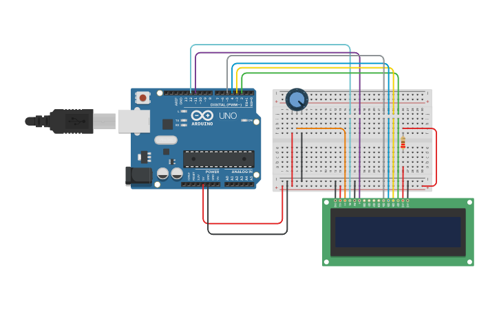 Circuit design LCD - Tinkercad